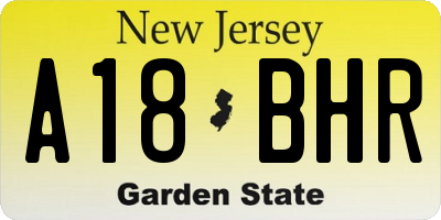 NJ license plate A18BHR