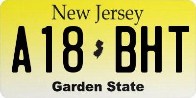 NJ license plate A18BHT