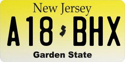 NJ license plate A18BHX