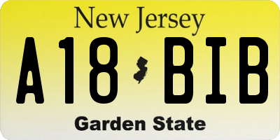 NJ license plate A18BIB
