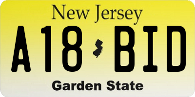 NJ license plate A18BID