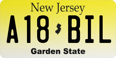 NJ license plate A18BIL