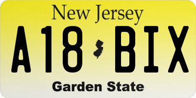 NJ license plate A18BIX