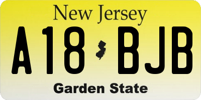 NJ license plate A18BJB