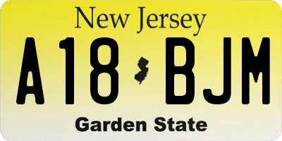 NJ license plate A18BJM