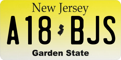 NJ license plate A18BJS