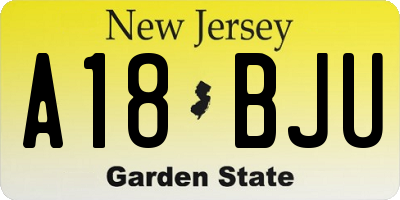 NJ license plate A18BJU