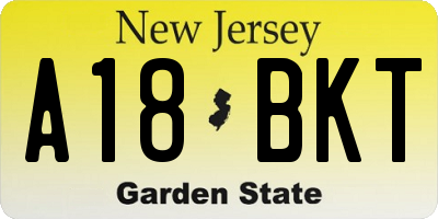 NJ license plate A18BKT