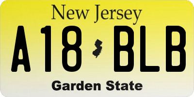 NJ license plate A18BLB