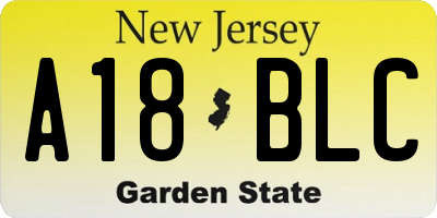 NJ license plate A18BLC