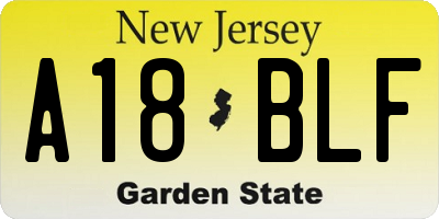 NJ license plate A18BLF