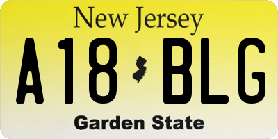 NJ license plate A18BLG