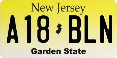 NJ license plate A18BLN