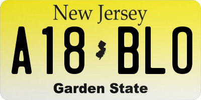 NJ license plate A18BLO