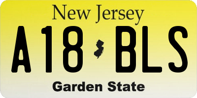 NJ license plate A18BLS