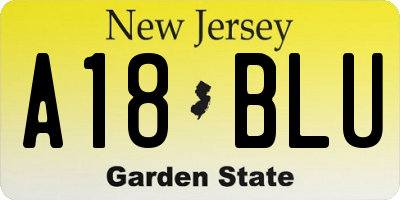 NJ license plate A18BLU