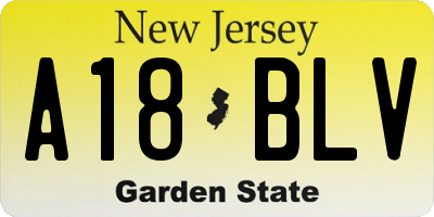 NJ license plate A18BLV