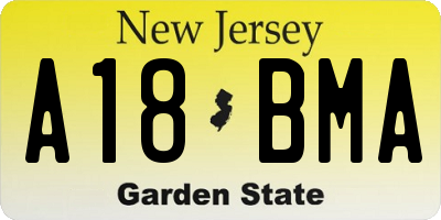 NJ license plate A18BMA