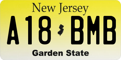 NJ license plate A18BMB
