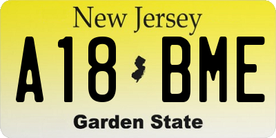 NJ license plate A18BME