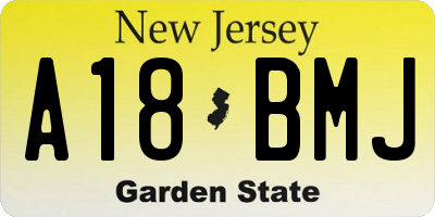 NJ license plate A18BMJ