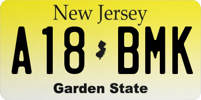 NJ license plate A18BMK