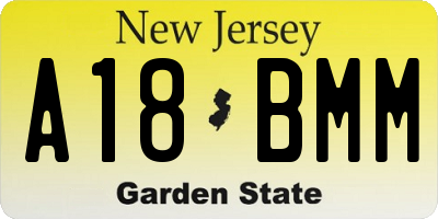 NJ license plate A18BMM