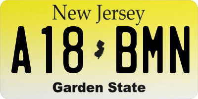 NJ license plate A18BMN