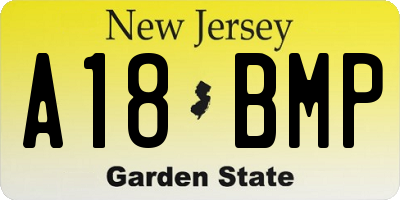 NJ license plate A18BMP