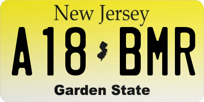 NJ license plate A18BMR