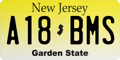 NJ license plate A18BMS