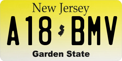 NJ license plate A18BMV