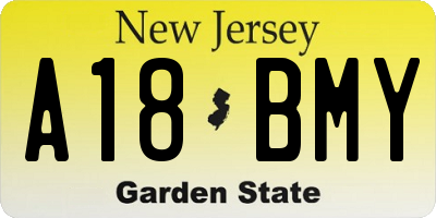 NJ license plate A18BMY