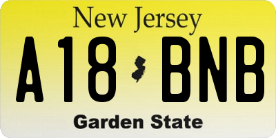 NJ license plate A18BNB