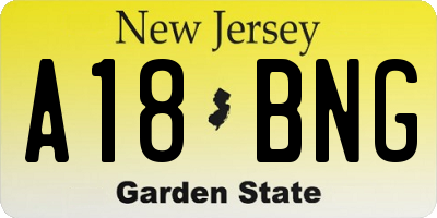 NJ license plate A18BNG