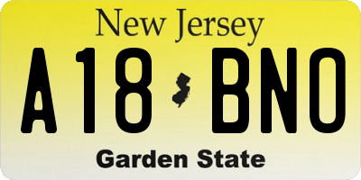 NJ license plate A18BNO