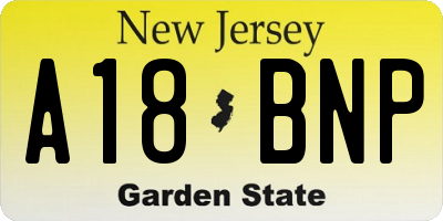 NJ license plate A18BNP