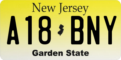 NJ license plate A18BNY