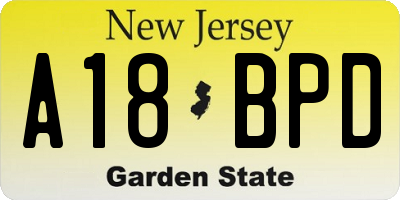 NJ license plate A18BPD
