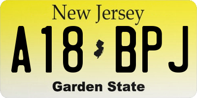 NJ license plate A18BPJ