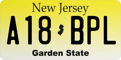 NJ license plate A18BPL