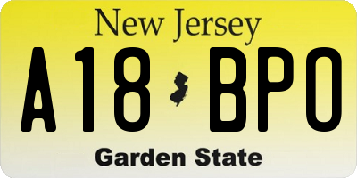 NJ license plate A18BPO