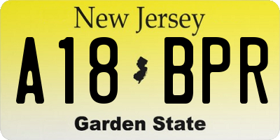 NJ license plate A18BPR