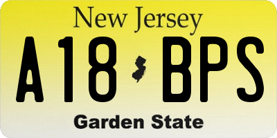 NJ license plate A18BPS