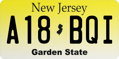 NJ license plate A18BQI