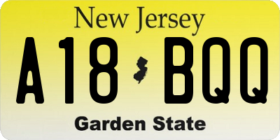 NJ license plate A18BQQ