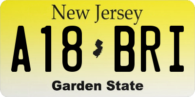 NJ license plate A18BRI