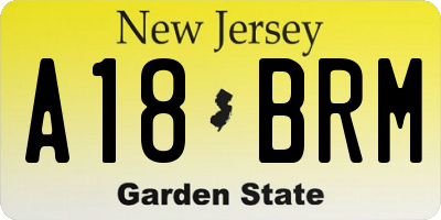 NJ license plate A18BRM