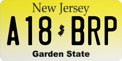 NJ license plate A18BRP