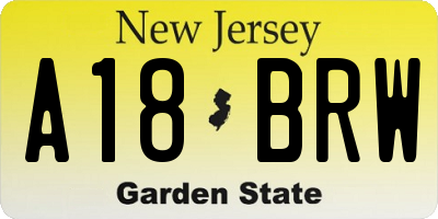 NJ license plate A18BRW